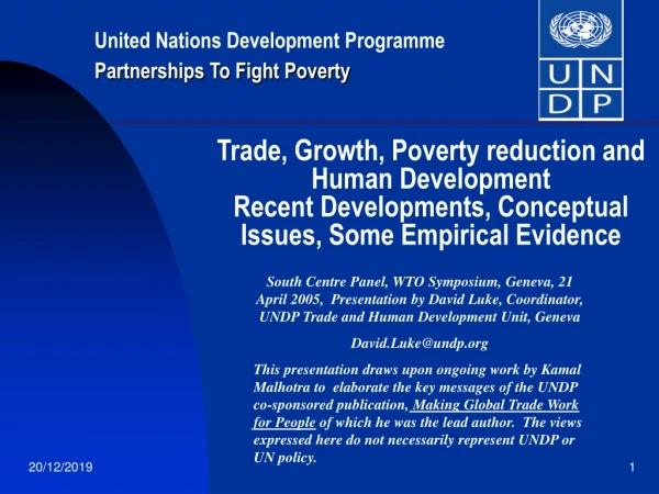 United Nations Development Programme Partnerships To Fight Poverty