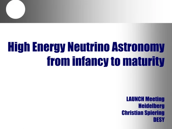 High Energy Neutrino Astronomy from infancy to maturity
