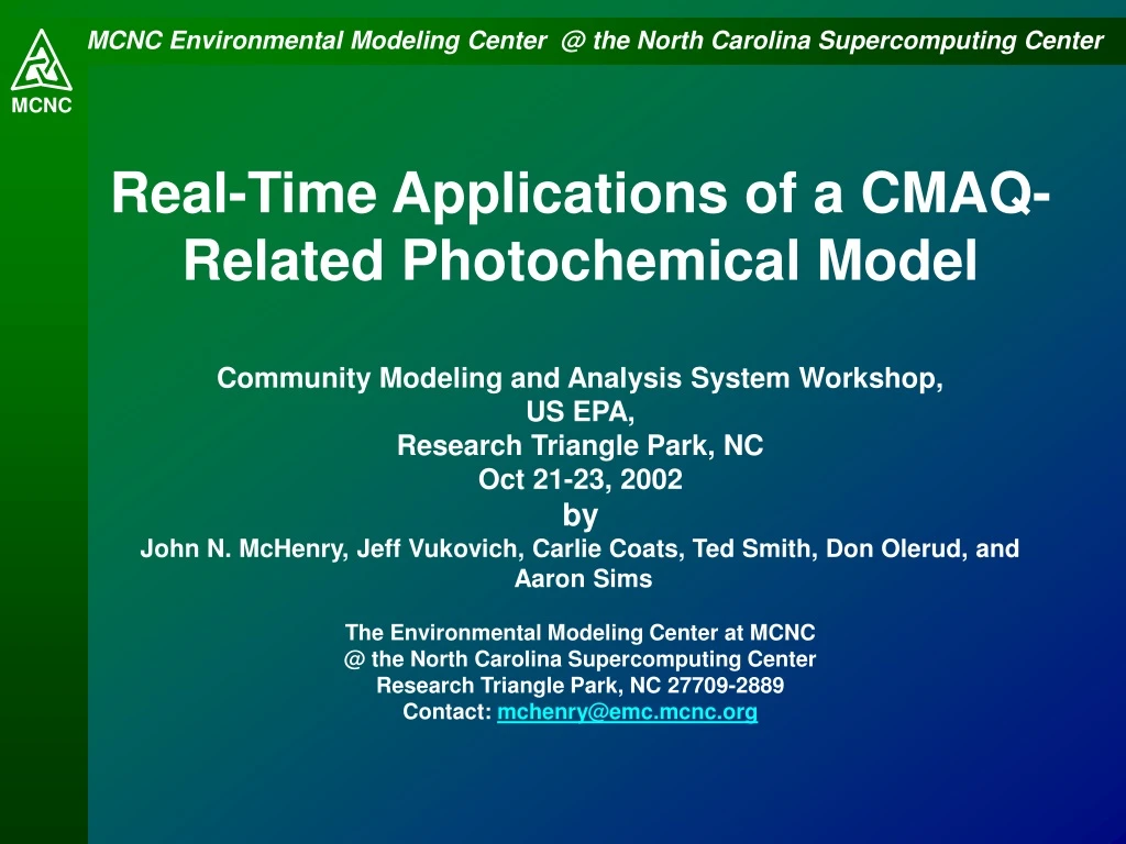 real time applications of a cmaq related