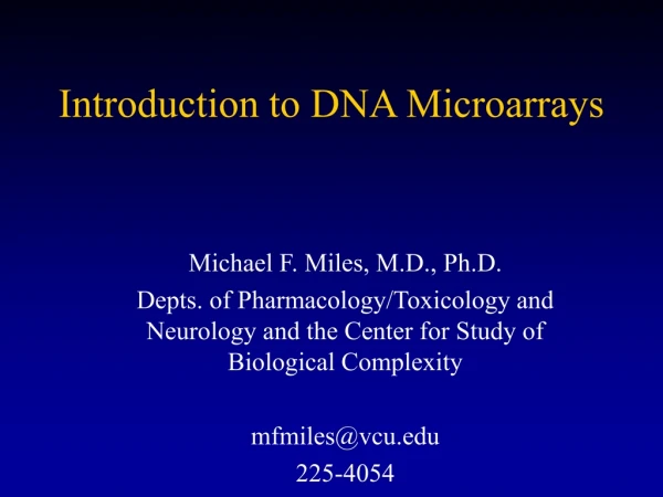 Introduction to DNA Microarrays