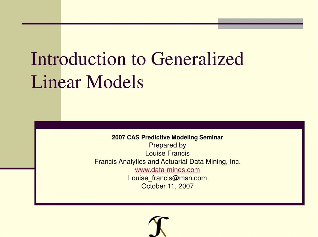 introduction to generalized linear models