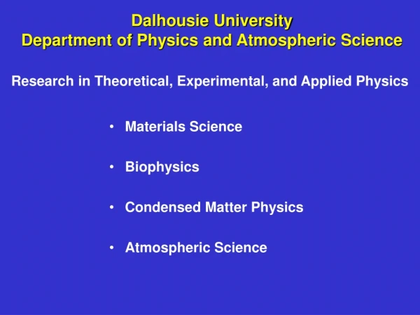 Dalhousie University Department of Physics and Atmospheric Science