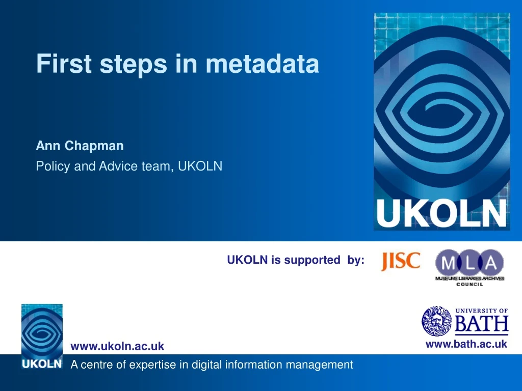 first steps in metadata ann chapman policy