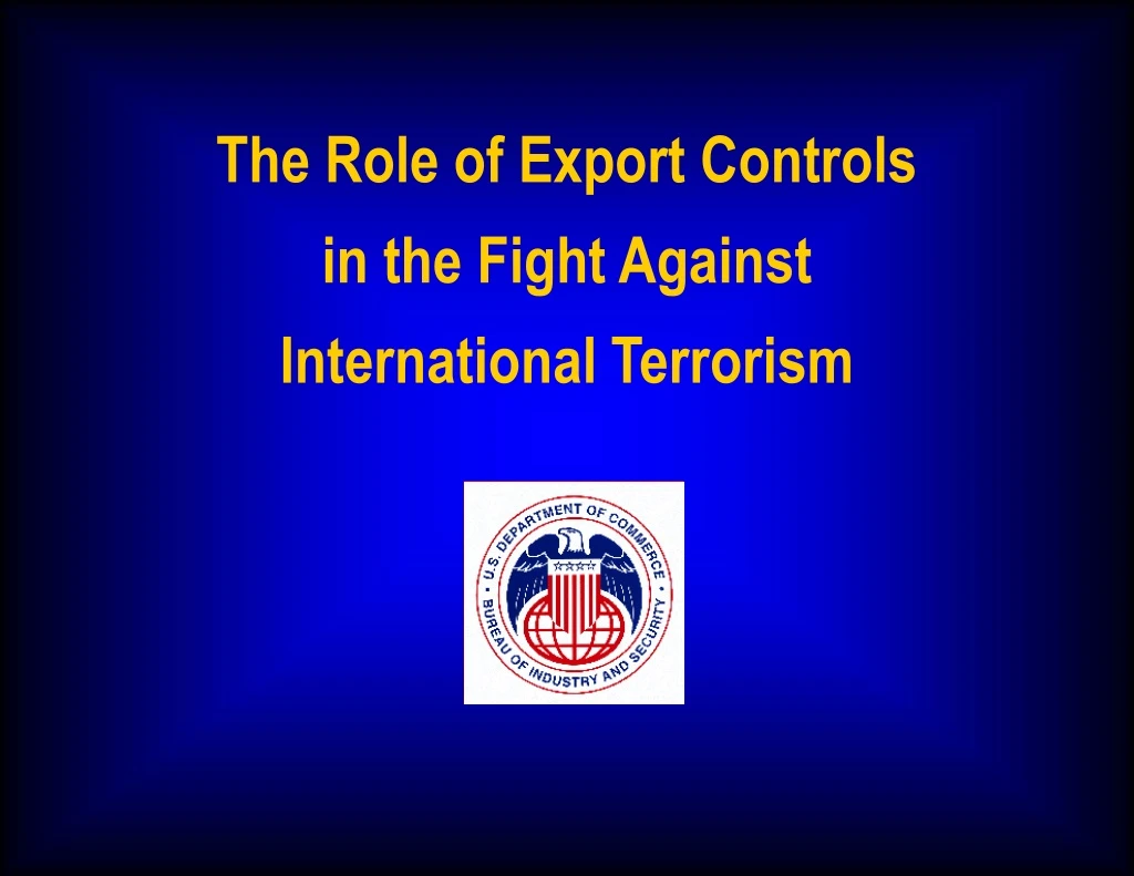 the role of export controls in the fight against