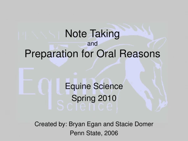 Note Taking and Preparation for Oral Reasons
