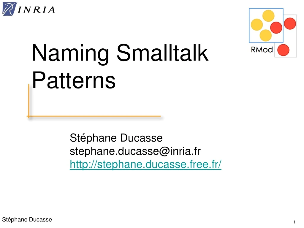 naming smalltalk patterns