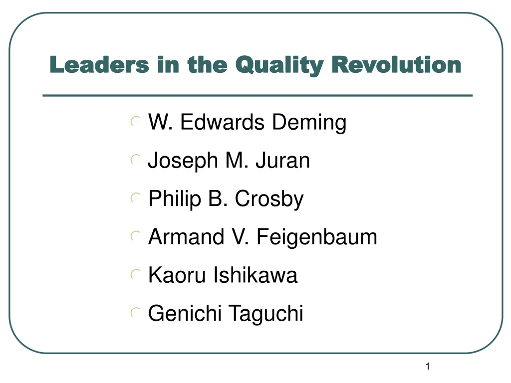 leaders in the quality revolution