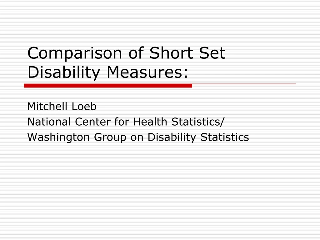 comparison of short set disability measures