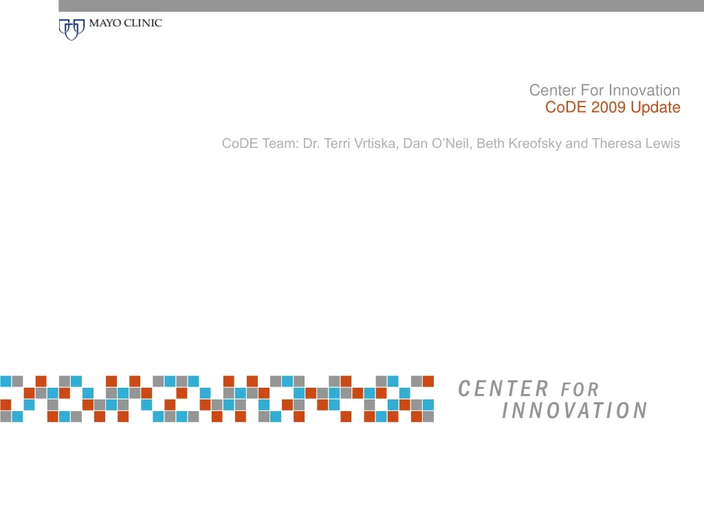 center for innovation code 2009 update