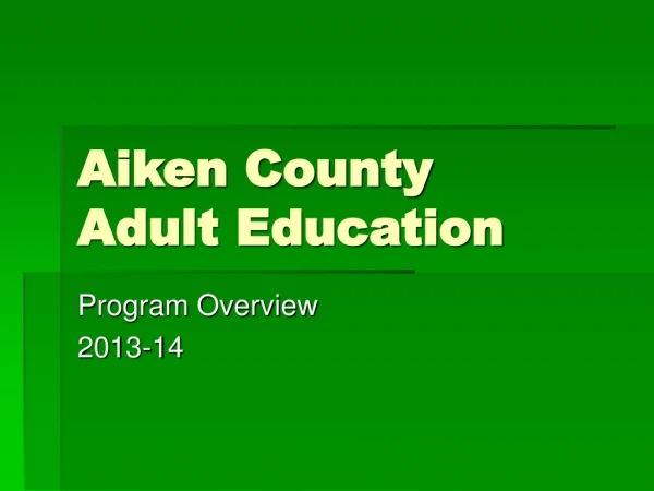 Aiken County  Adult Education