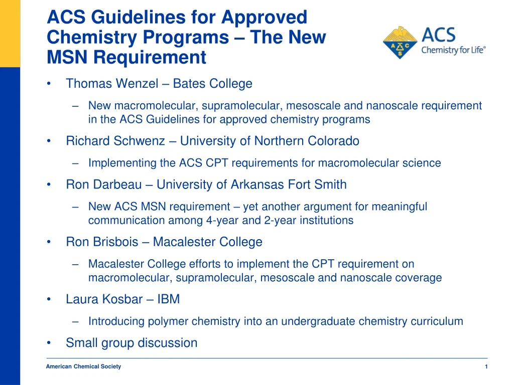 acs guidelines for approved chemistry programs the new msn requirement