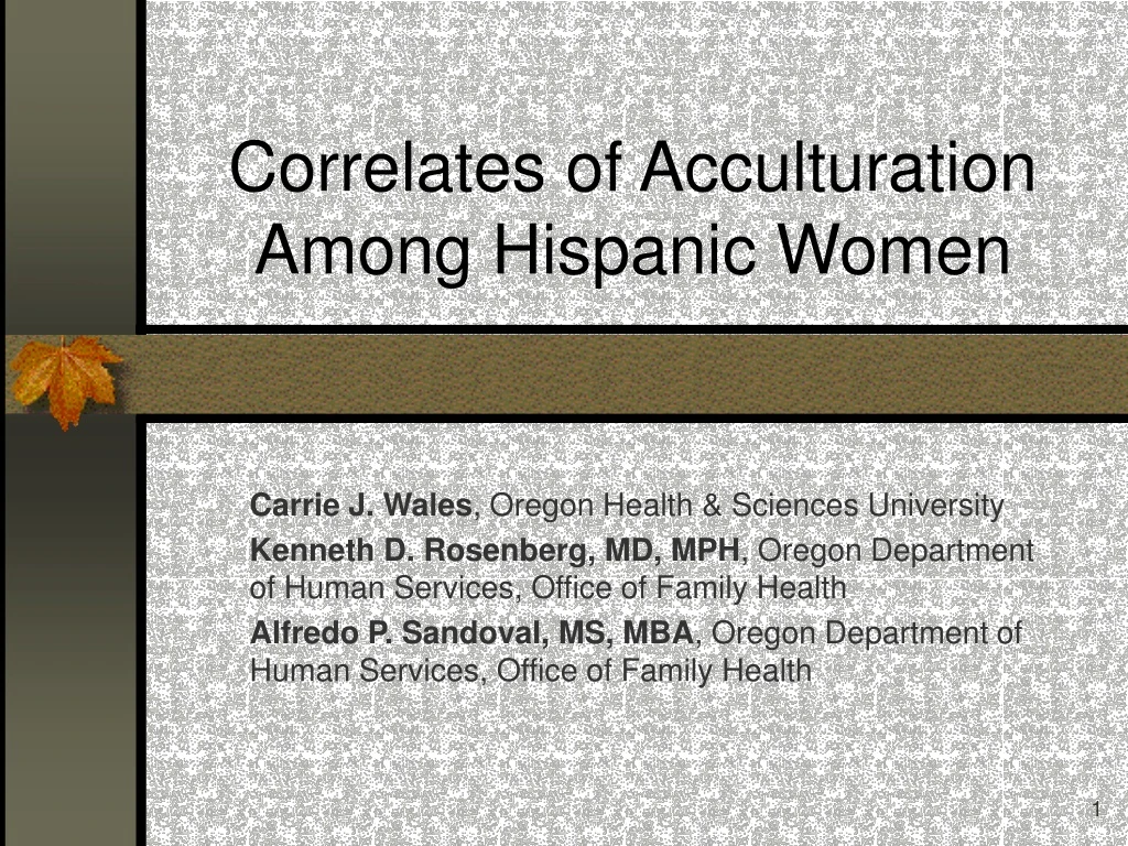 correlates of acculturation among hispanic women