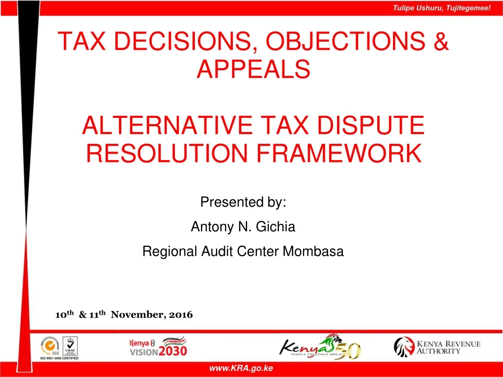 tax decisions objections appeals alternative tax dispute resolution framework