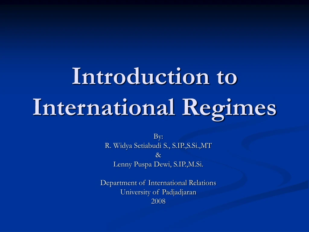 introduction to international regimes