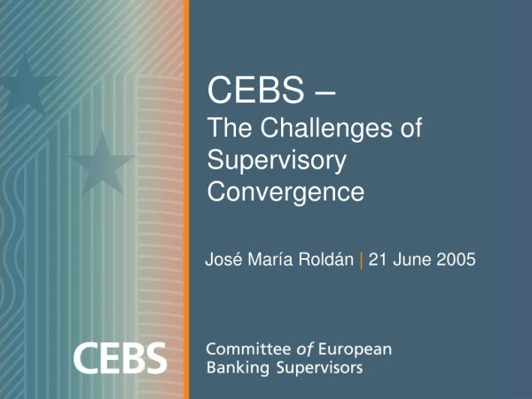 CEBS – The Challenges of Supervisory Convergence