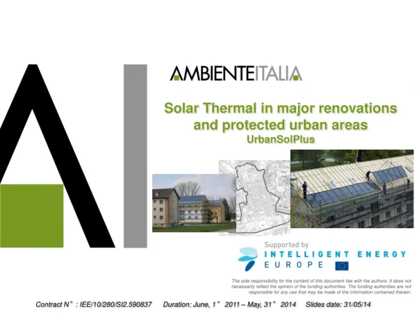 Solar Thermal in major renovations and protected urban areas UrbanSolPlus