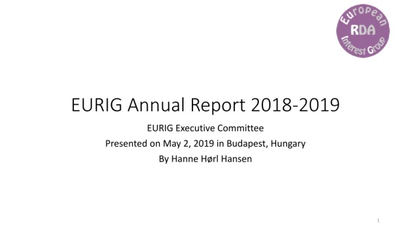 EURIG Annual Report 2018-2019