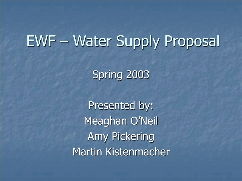 ewf water supply proposal