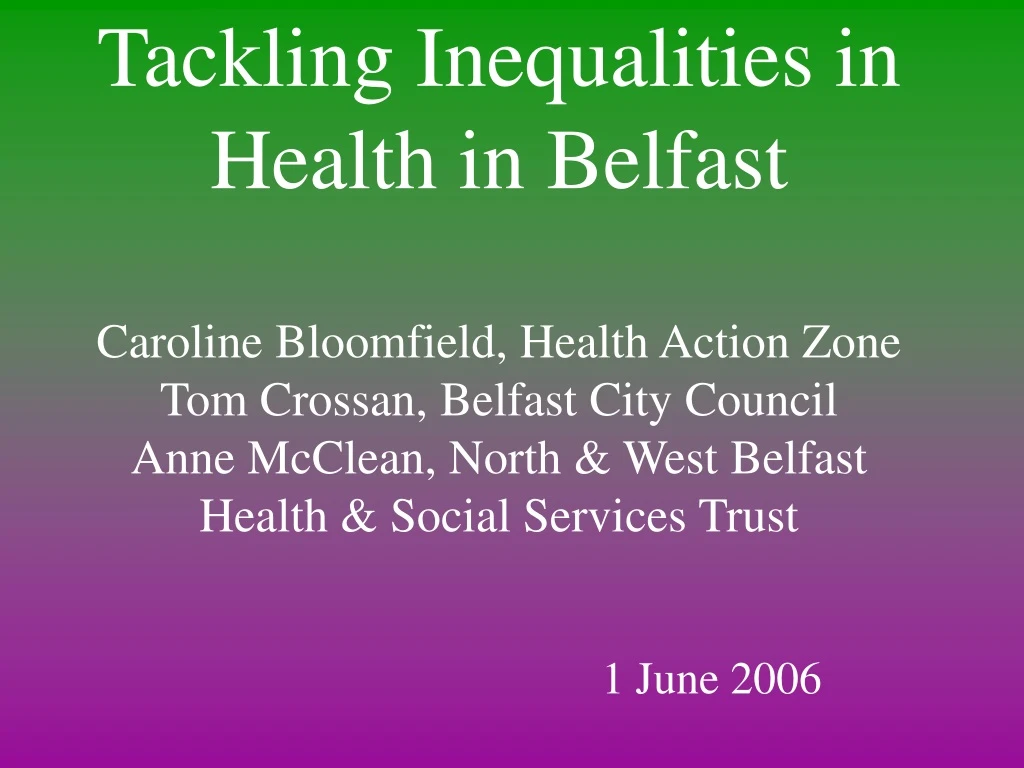 tackling inequalities in health in belfast