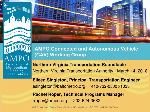 AMPO Connected and Autonomous Vehicle (CAV) Working Group