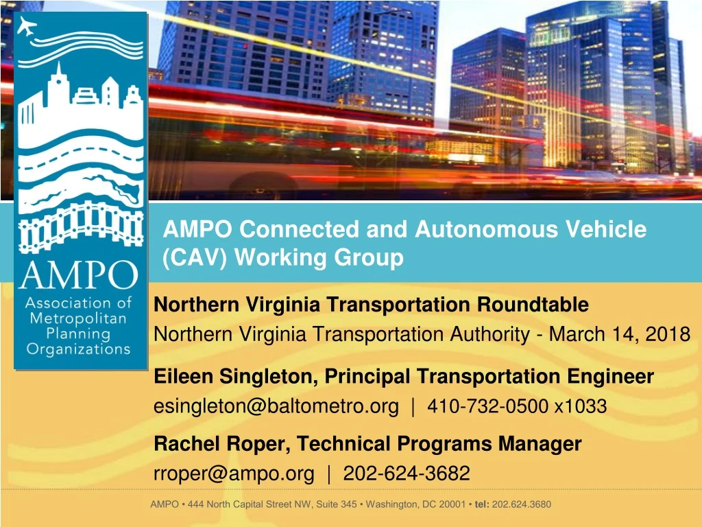 ampo connected and autonomous vehicle cav working group