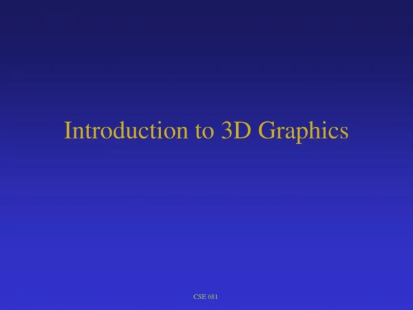 Introduction to 3D Graphics
