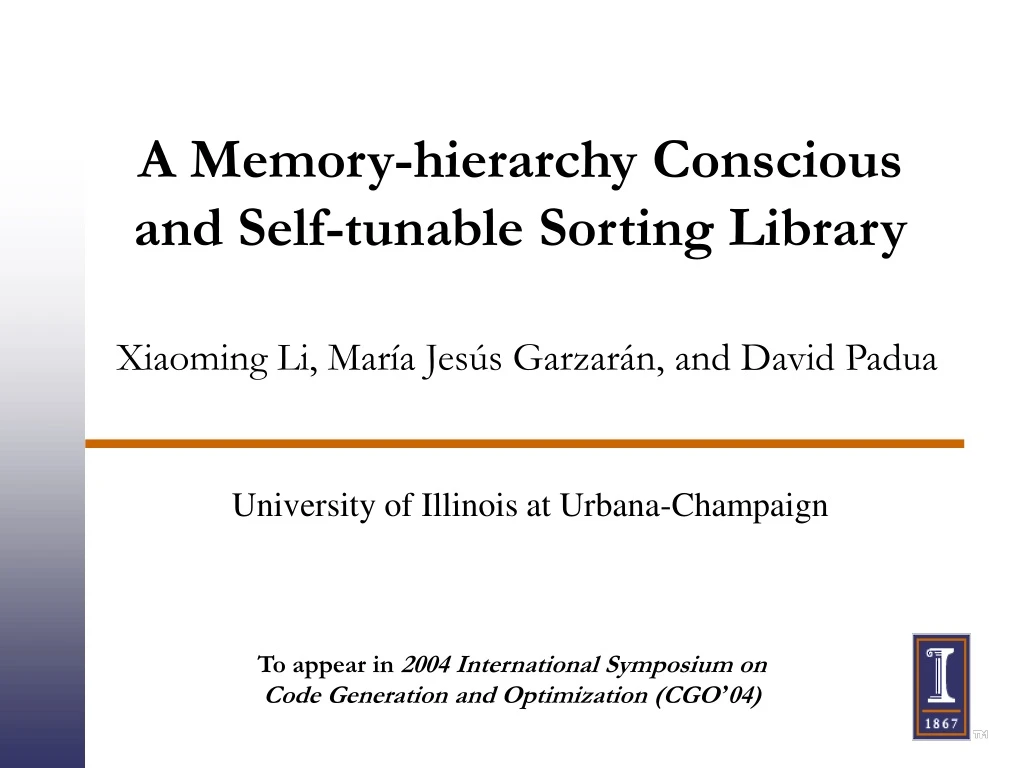 a memory hierarchy conscious and self tunable sorting library