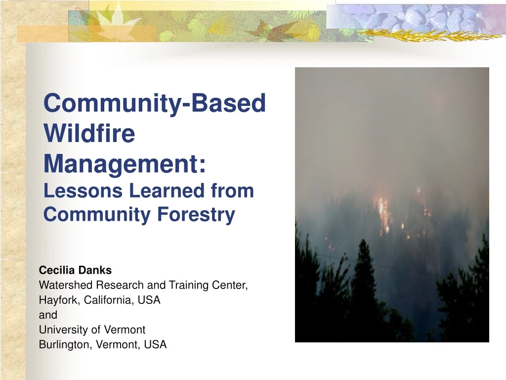 community based wildfire management lessons learned from community forestry