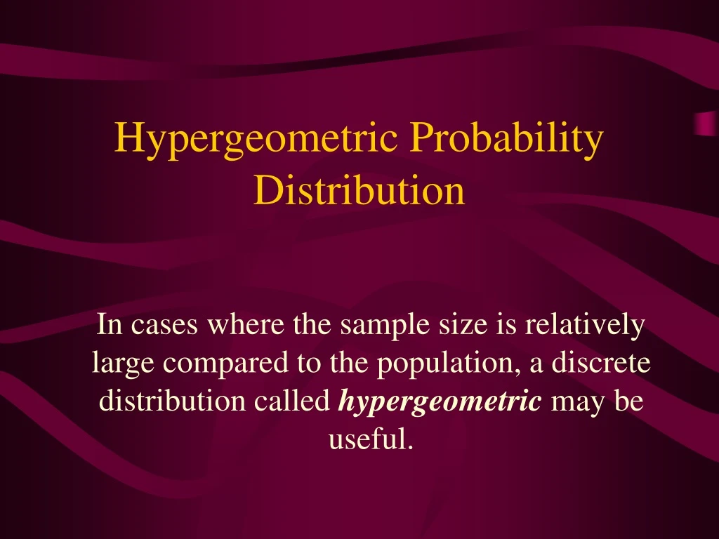 hypergeometric probability distribution