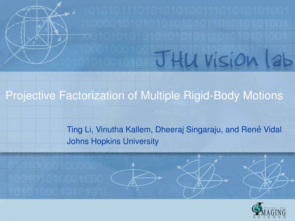 projective factorization of multiple rigid body motions