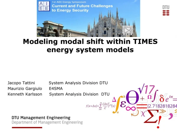 Modeling modal shift within TIMES energy system models