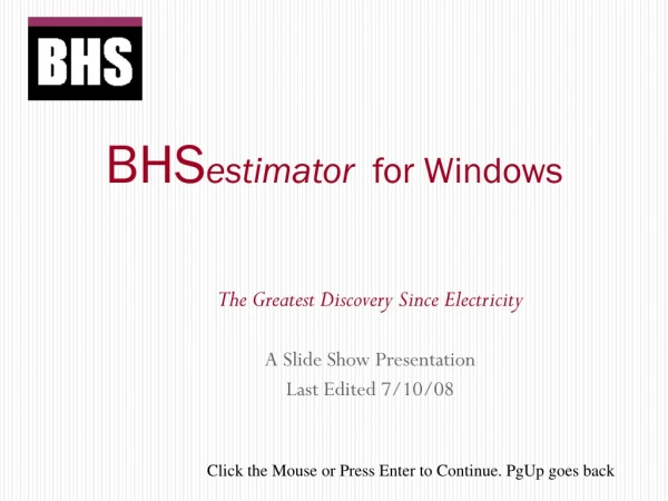 BHS estimator   for Windows
