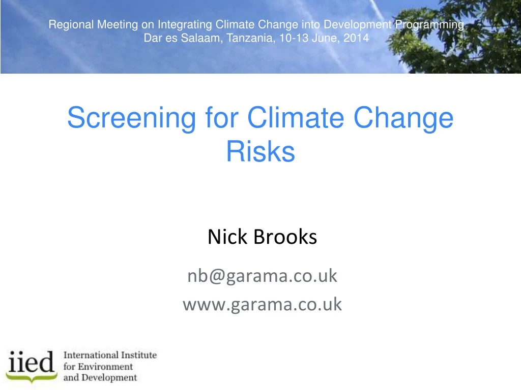 screening for climate change risks