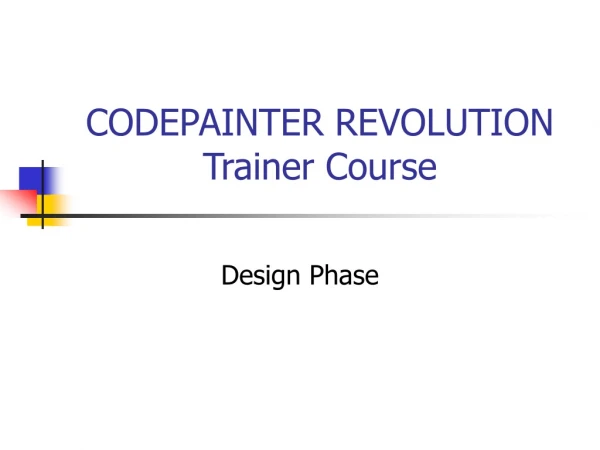 CODEPAINTER REVOLUTION Trainer Course