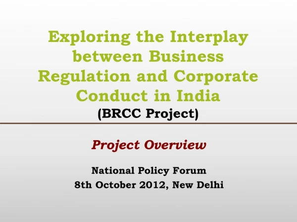 National  Policy  Forum 8th  October  2012, New Delhi