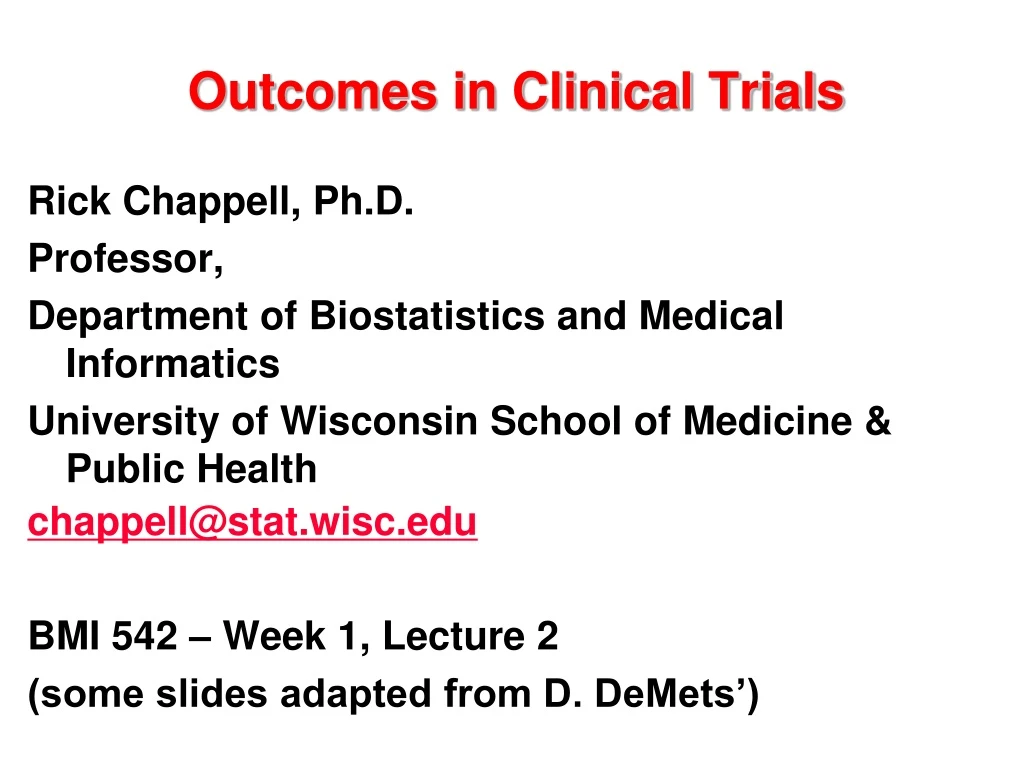 outcomes in clinical trials