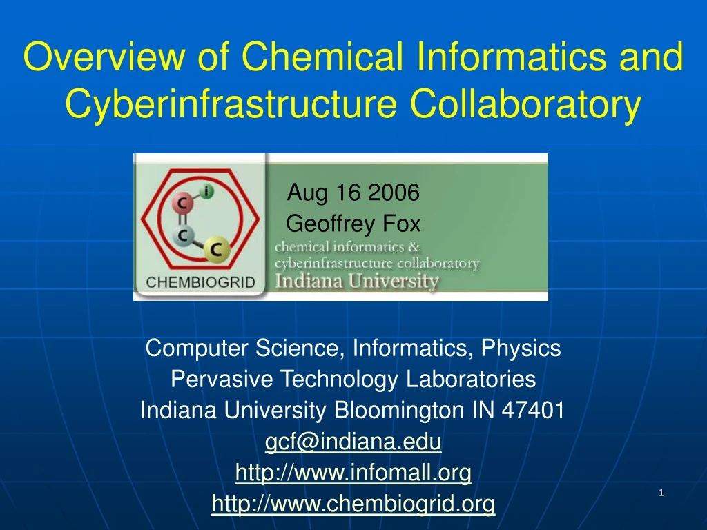 overview of chemical informatics and cyberinfrastructure collaboratory