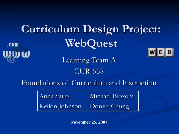 Curriculum Design Project: WebQuest
