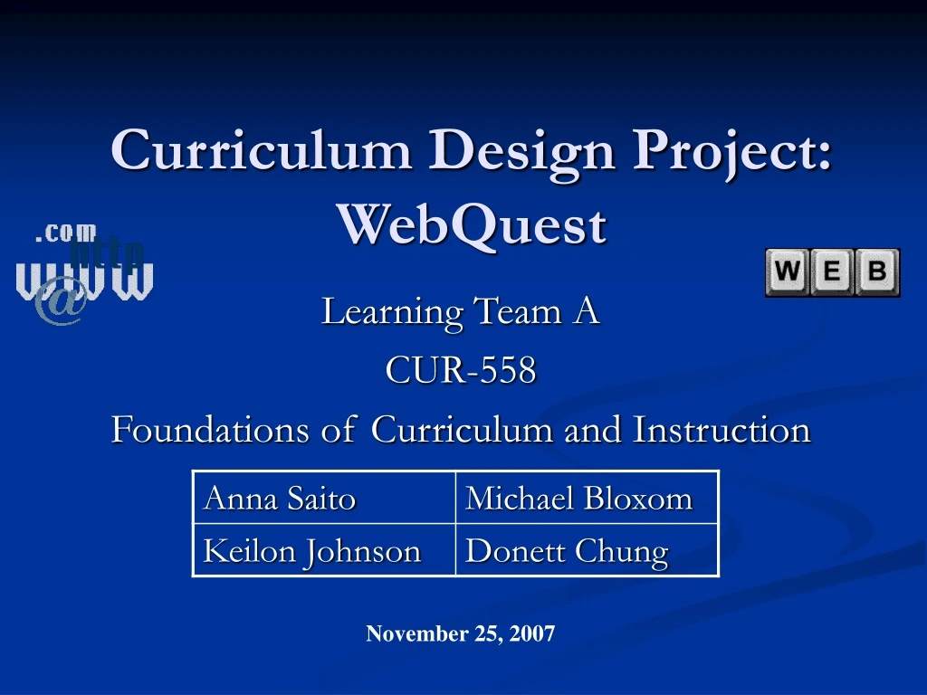 curriculum design project webquest