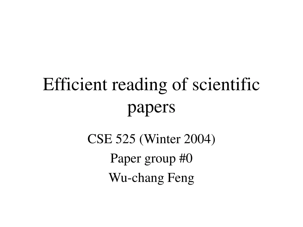 efficient reading of scientific papers