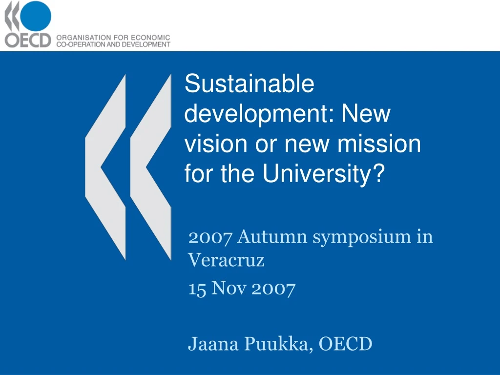 sustainable development new vision or new mission for the university