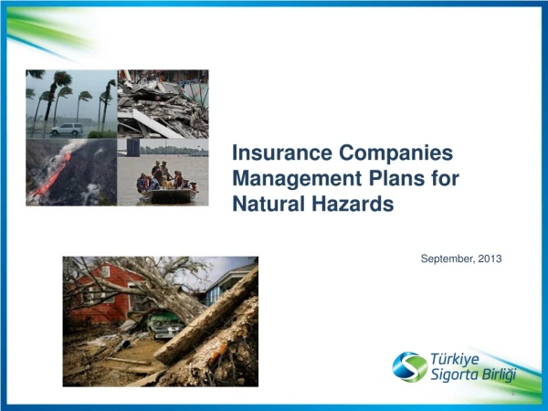 Insurance Companies   Management Plans for  Natural Hazards  September, 2013