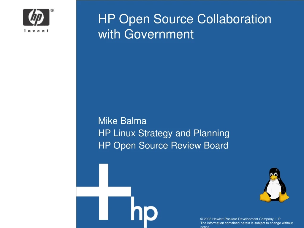 hp open source collaboration with government