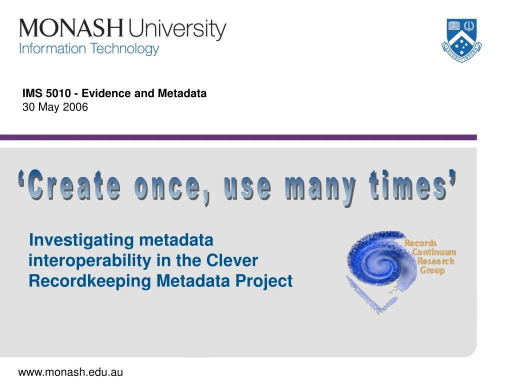 ims 5010 evidence and metadata 30 may 2006