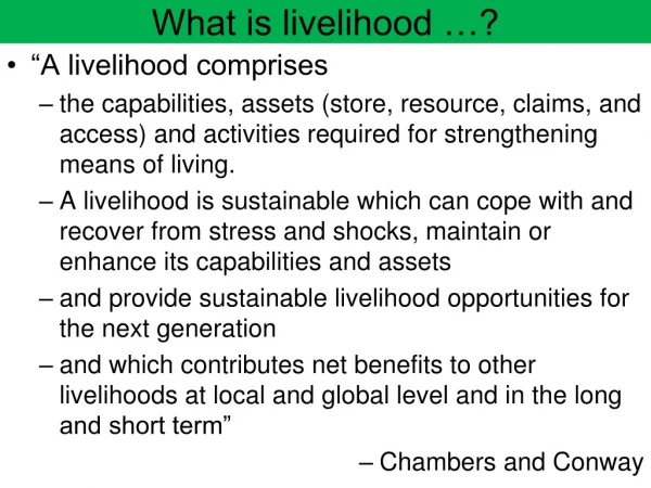 What is livelihood …?