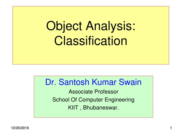 Object Analysis: Classification