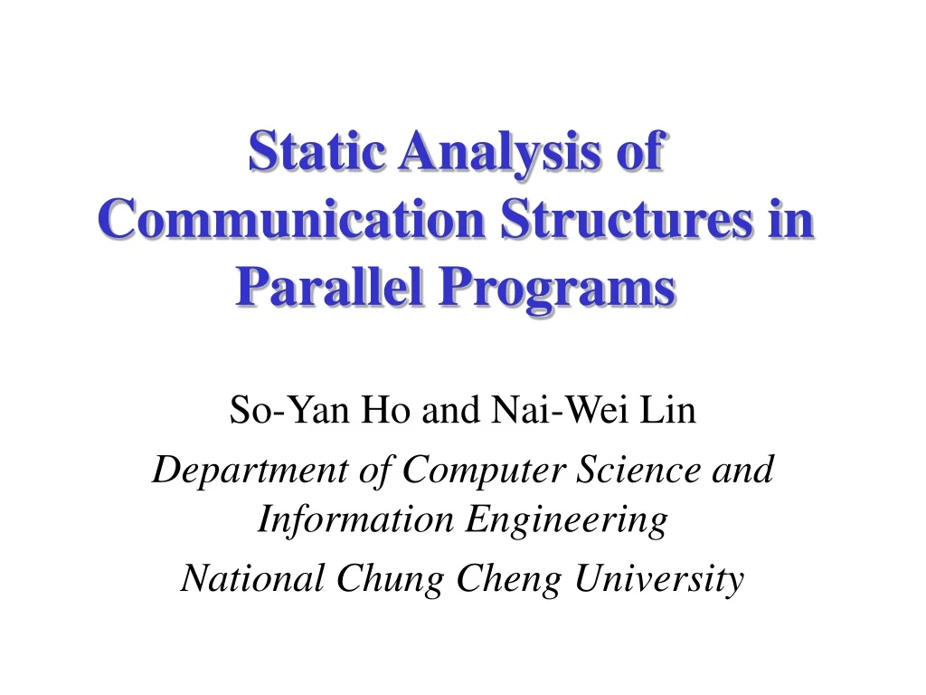 static analysis of communication structures in parallel programs