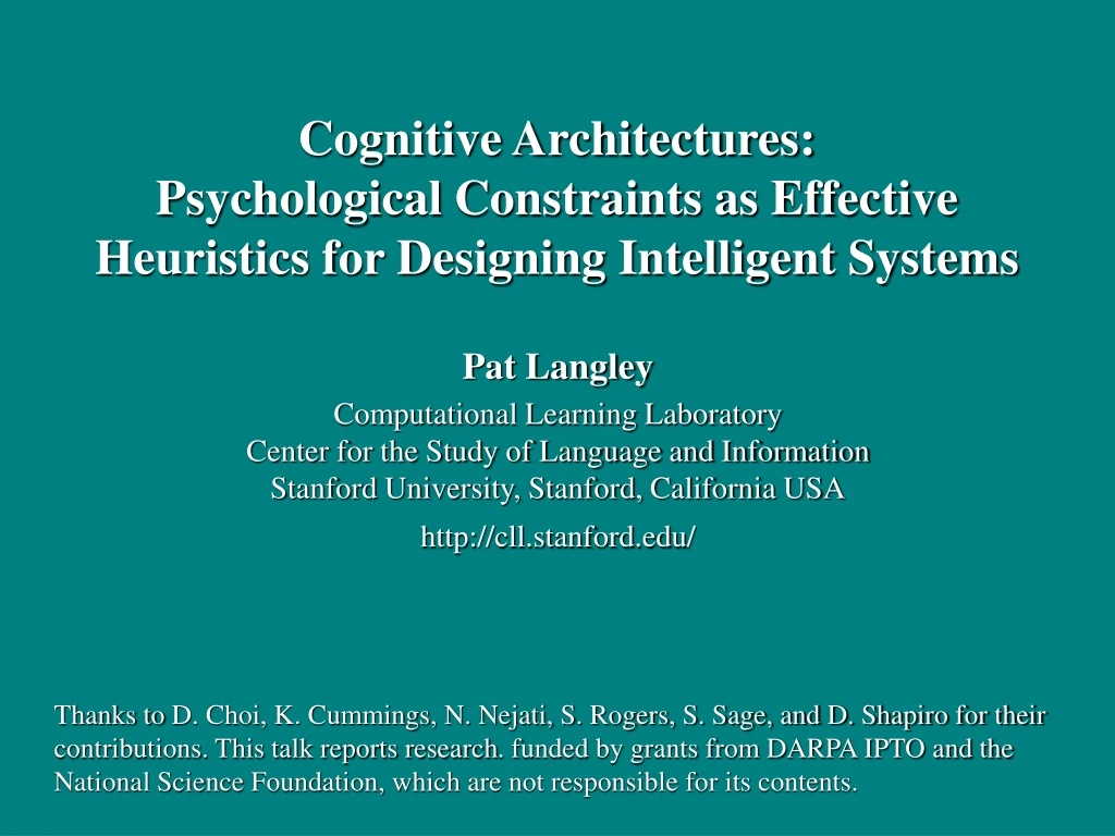 cognitive architectures psychological constraints
