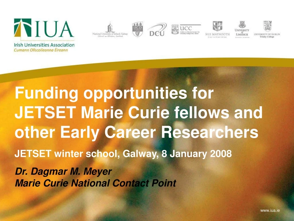 funding opportunities for jetset marie curie