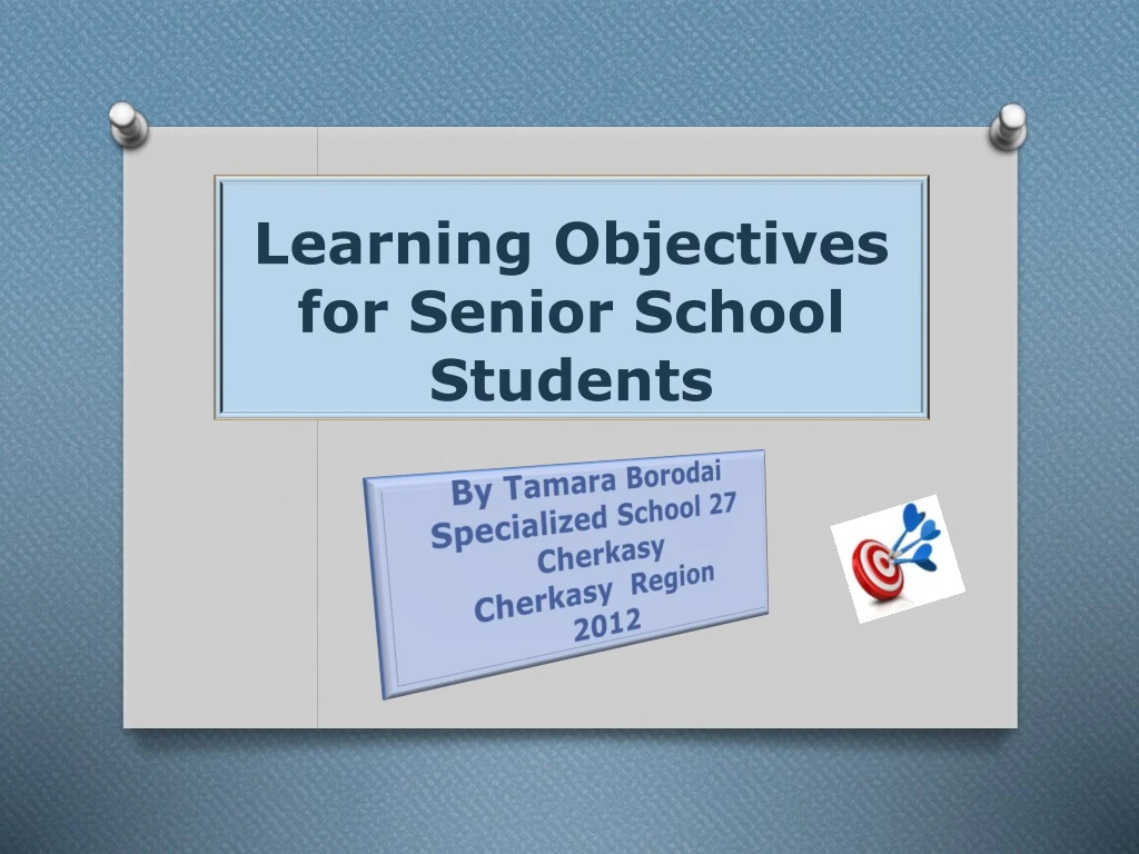learning objectives for senior school students